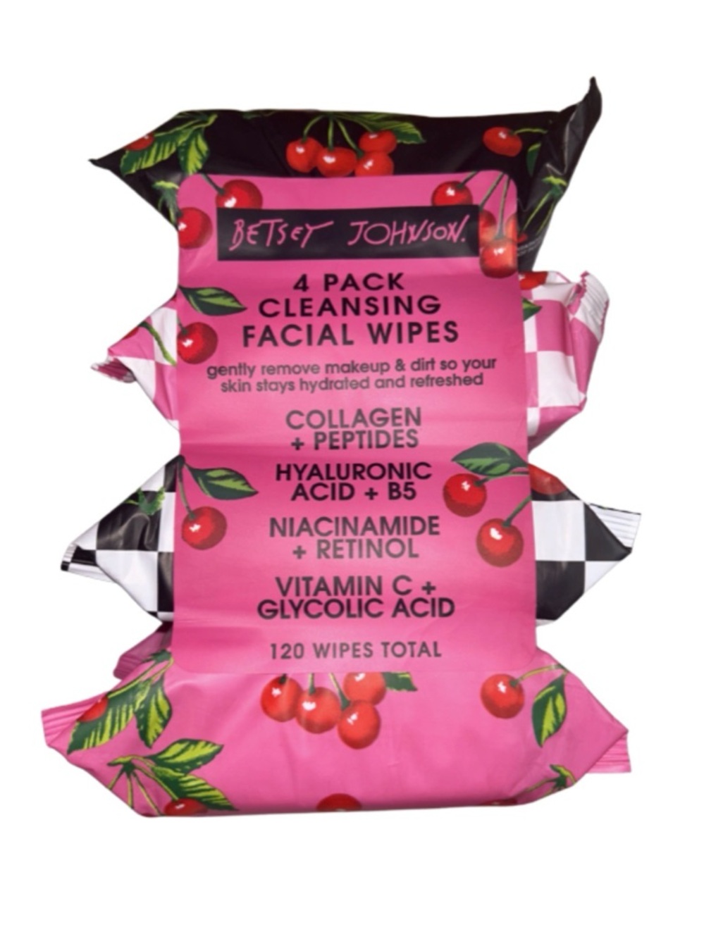 Betsey Johnson 4-Pack Cleansing Facial Wipes includes4 unique 30-count packsNWT